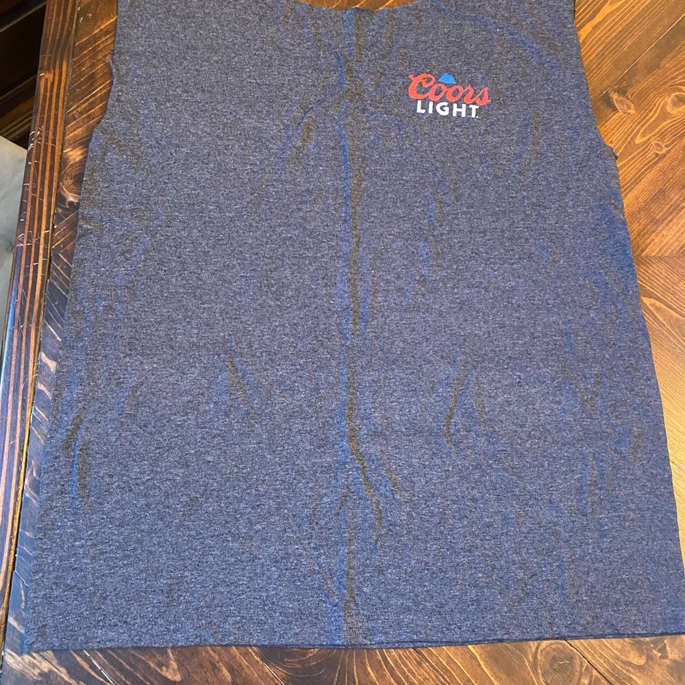Coors Light Navy Blue Cut Tank Top with Red Logo
